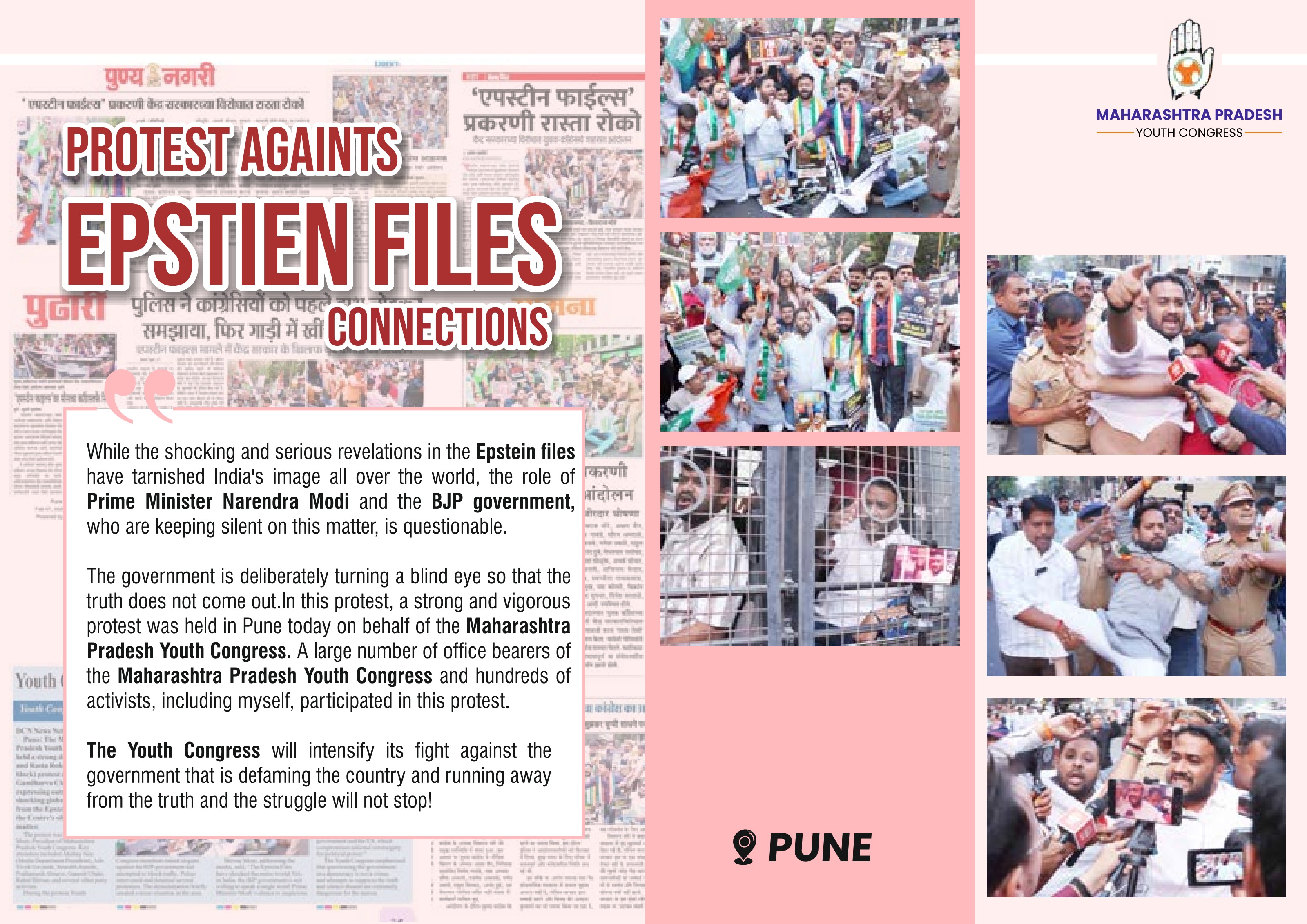 Epstein files protest Pune
